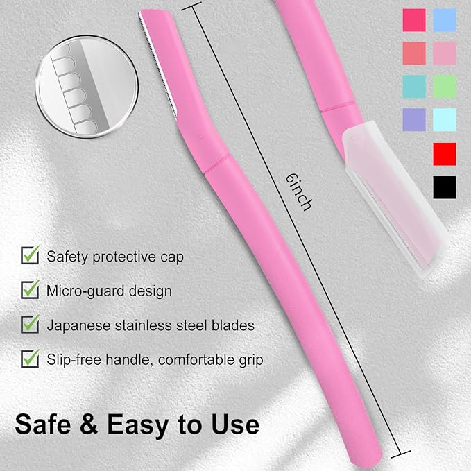 Dermaplane Razor for Women Face, Precision Face Razors for Women, Dermaplaning Tool, Eyebrow Razor, Skin-friendly Microblades with Protective Cap