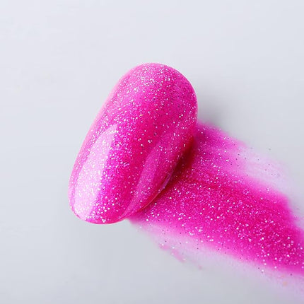 Imtiti Glitter Deep Pink Gel Nail Polish, UV LED Soak Off Sparkle Hot Pink Color Nail Polish, Shimmer Glitter Gel Polish