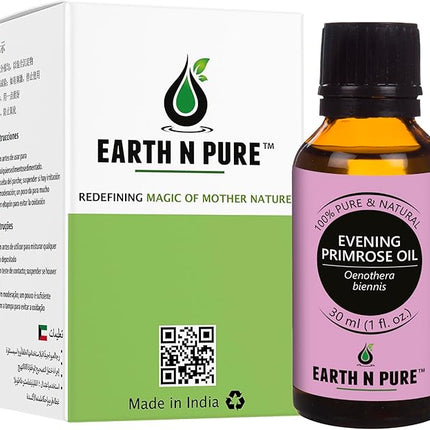 EARTH N PURE Evening Primrose Oil for Skin, Hair and Nails Care | Cold Pressed | 30 ML