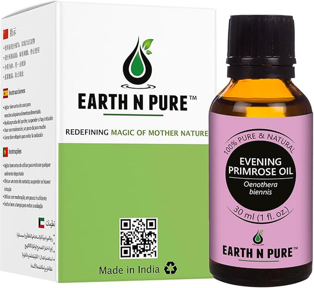 EARTH N PURE Evening Primrose Oil for Skin, Hair and Nails Care | Cold Pressed | 30 ML