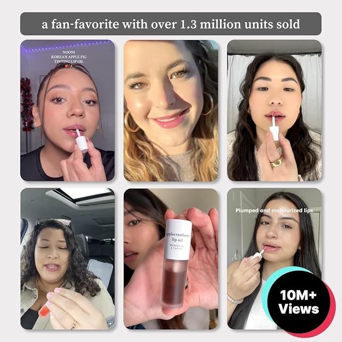 NOONI Korean Lip Oil Gift Set - Apple Seed Lip Oil Trio | Korean Lip Stain Long Lasting Hydration, Moisturizing, Glowing Korean Lip, Plumping, Stocking Stuffers Travel Size Mini Set 0.12 Fl. Oz. x 3ea