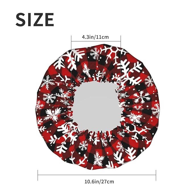 Christmas Snowflakes Shower Cap For Women Reusable Waterproof Double Layers Bath Cap Hair Protection Elastic Ladies Spa Salon Shower Hat