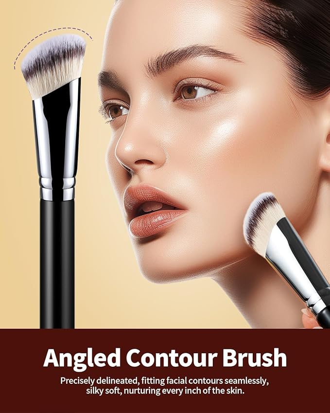 Concealer Brush, Angled Contour Brush for Blending Setting Buffing, Use Professional Makeup Brush with Liquid, Cream, or Powder Products
