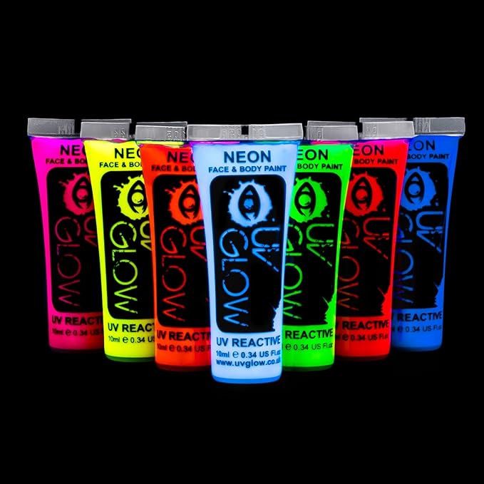 Blacklight Face and Body Paint 0.34oz - Neon Fluorescent (0.34 Fl Oz (Pack of 7))