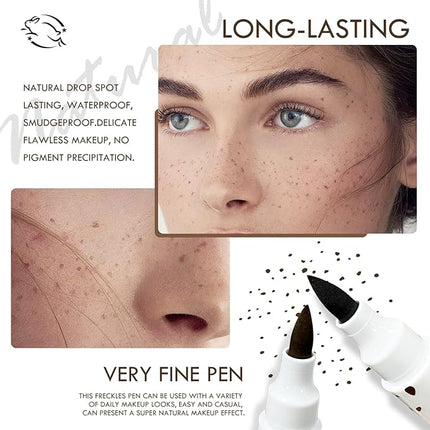 KYDA 2 Colors Freckle Pen,Natural Lifelike Freckle Makeup, Waterproof Longlasting Soft Dot Sopt Pen, Sunkissed Makeup-Dark Brown&Light Brown