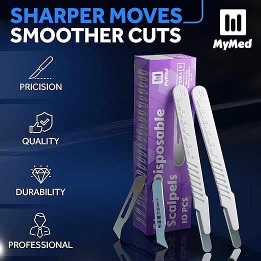 Disposable 10r Blades Dermaplaning Scalpels - Pack of 10 Dermaplane Razors for Women Face, Scalpel Blades, Sterile