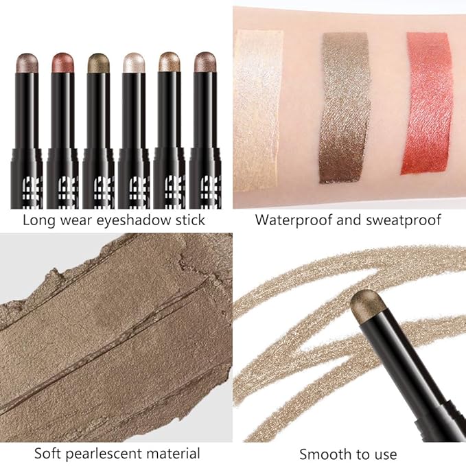 Dark Kakhi Green Shimmer Cream Eye Shadow Stick Makeup for Women, Dark Kakhi Green Shimmer Matte Eye Shadow Brightener Stick for Eyes, Waterproof Eyeshadow Pencil Applicator Blendable for Eye 09