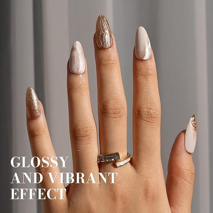 MelodySusie Sparkle Gold Gel Nail Polish,0.5fl oz Nails Soak Off UV LED Champagne Glitter Gel Polish Gift for Women Nail Art Manicure Salon DIY Nail Design Decoration at Home-z159-A2060