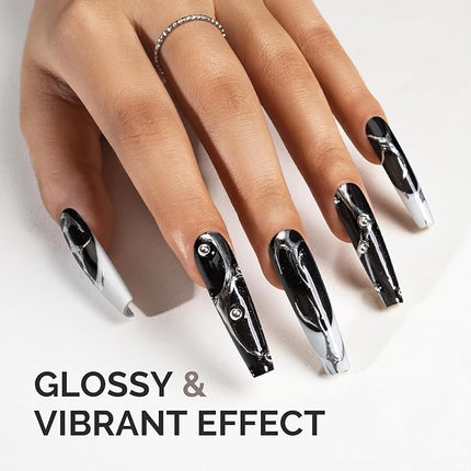 MelodySusie Black Gel Nail Polish, 0.5fl oz Nails Soak Off UV LED Black Shimmer Gel Polish Gift for Women Nail Art Manicure Salon DIY Nail Design Decoration at Home-1760