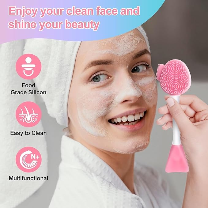 2pcs Silicone Face Scrubber Round Pads Face Mask Brush Exfoliating Lip Cleansing Facial Cleansing/Wash Brush Exfoliator Blackhead Skin Care Tool Makeup Removes Dead & Dry Skin for Women Men