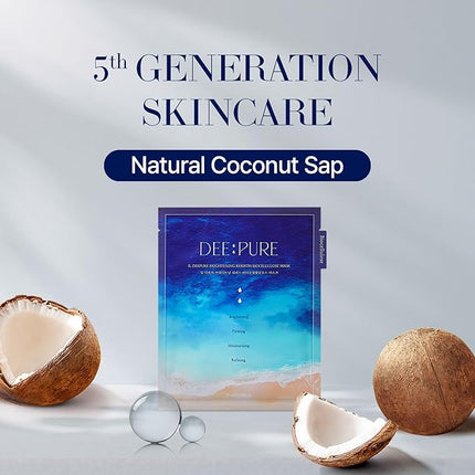 IL DEEPURE Rebirth Biocellulose Face Mask, Vegan, Moisturizing and Firming, Improves Skin Texture with Patented Coconut Sheet. Korean Skin Care (Set of 5 Sheet Masks)