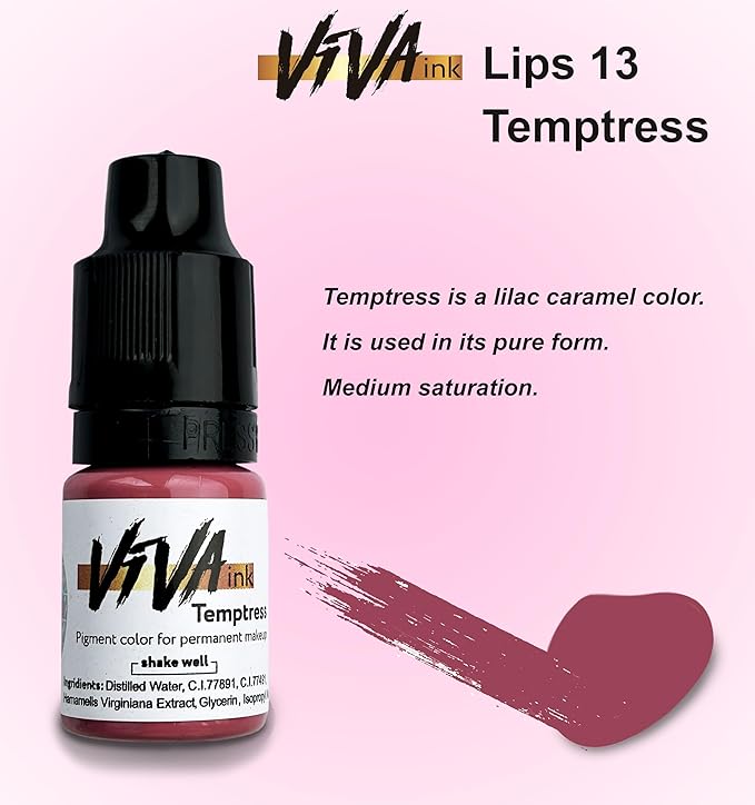 Lip Pigment – Temptress – Permanent Lip Makeup – Microblading Ink for Durable and Colorful Lips – Long Lasting Color Lip Cosmetics (0.2 oz)