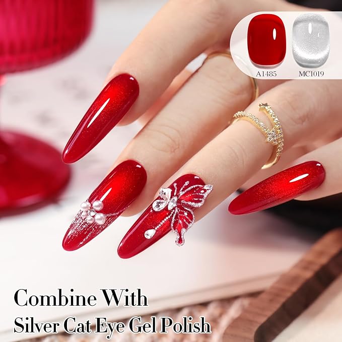 Double Rhythm 0.50 OZ Translucent Gel Polish Same Color Same Bottle Sheer Pastel Neutral Natural Milky 15 ML Jelly UV Nail Art DIY at Home (Burgundy Red-A1485)