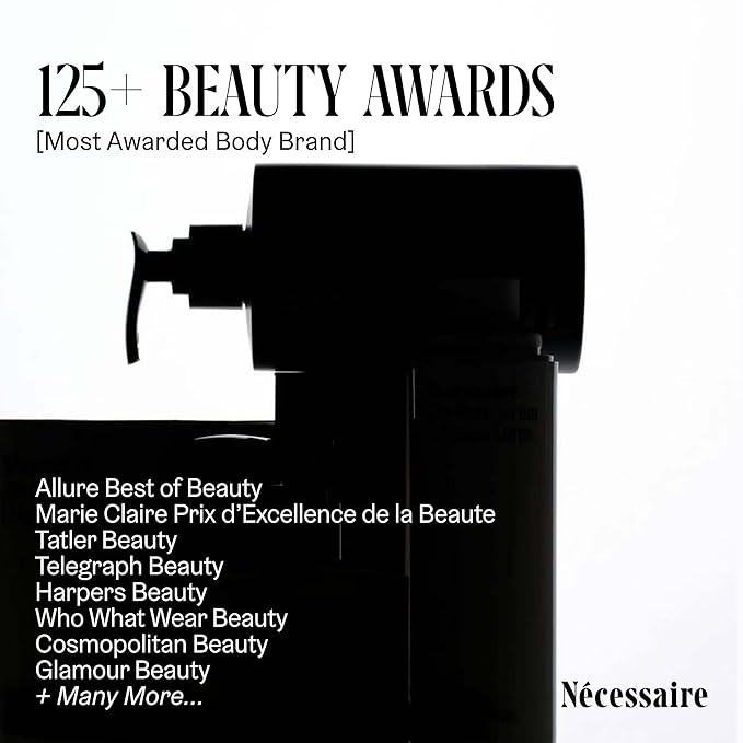 Nécessaire The Body Lotion with Pump. Fragrance-Free. Multi-Peptide Firming Lotion to Moisturize, Firm, Strengthen. 2.5% Niacinamide, Vitamin C/E + Omega 6/9. 450ml / 15.2 fl oz