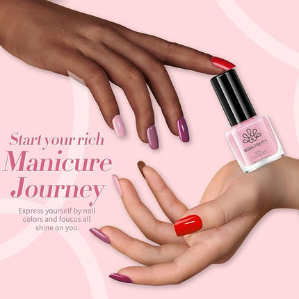 Born Pretty Red Pink Nail Polish Set, 15 Colors Red Pink Nude Black White Gray Brown Nail Polish Quick Dry Fingernail Polish Kit for DIY Nail Art Salon Home Valentines Day Gift for Women