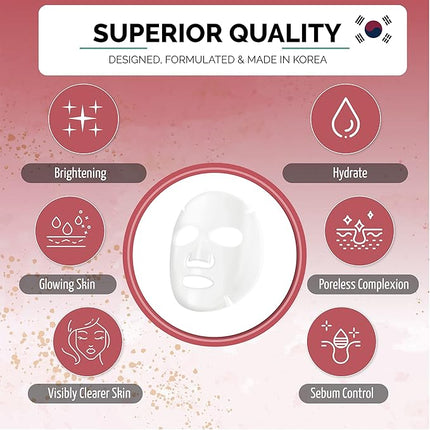 NATURAL Korean Sheet Mask (10 pcs set) made with Premium Tencel, Hydrating Face Masks, Face Sheet Mask, Korean Face Mask Skin Care For Women, Teen, Girls, Mens, Beauty Mask, Spa face Masks for a Youthful K-Beauty Glow