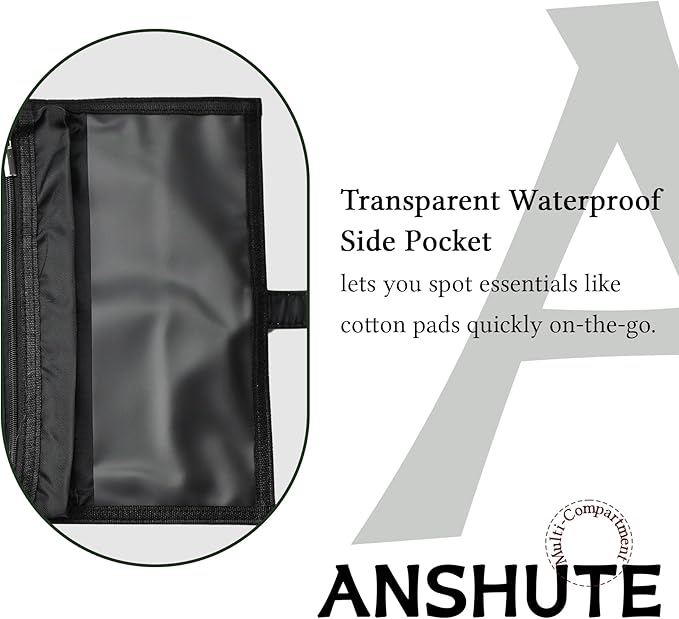 Travel-Ready Makeup Brush Organizer Bag Black - Multi - Zone 9.25 in × 16.2 in PU Leather Cosmetic Case, Makeup Brush Holder, Makeup Brush Case