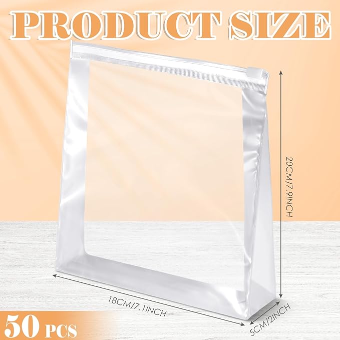 Xuniea 50 Pcs Mini Clear Makeup Bag Small Clear Zipper Pouch Travel Plastic Cosmetic Organizer Waterproof for Toiletries Swimsuit Bikini Bathing Suit(7.1'',Transparent)