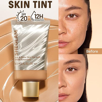SHEGLAM Dew & Done Skin Tint with SPF20 Light-medium Coverage Foundation Evens Skin Tone-Butterscotch