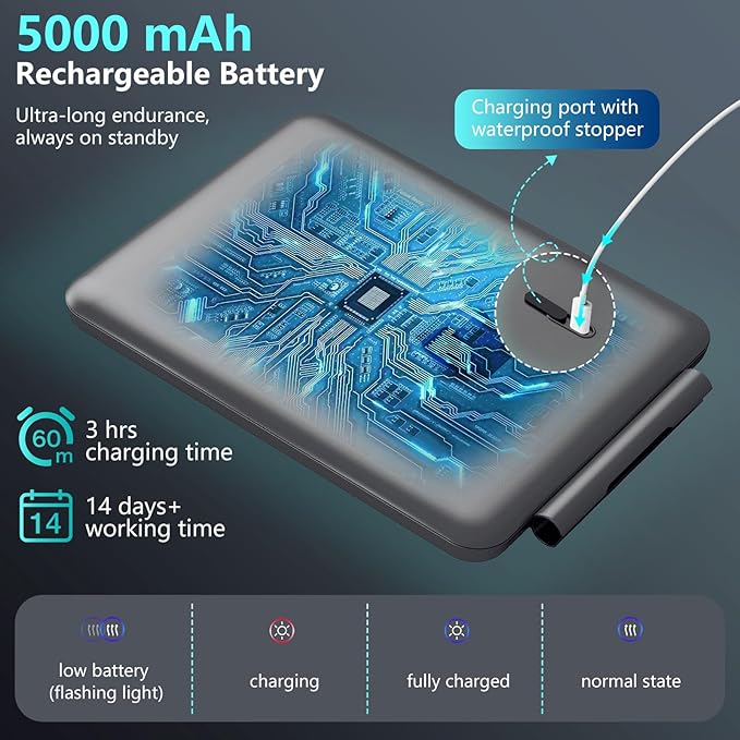 Heated Shower Mirror Fogless for Shaving, 3 Colors Stepless Dimmable Lights Fogless Mirror for Shower, Rechargeable Anti Fog Shaving Mirror with Razor Holder for Men, Light Memory Function, Gray