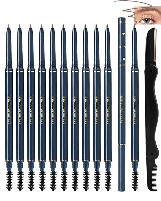 Eyebrow Pencil for Women,2Pcs Light Brown Ultra-Fine Eye Brow Pencil Set,Easy to Color,Longlasting Waterproof Eyebrow Tint Pen Kit for Define Shape & Fill Brow,Thanksgiving Eye Makeup Gift for Girl-02