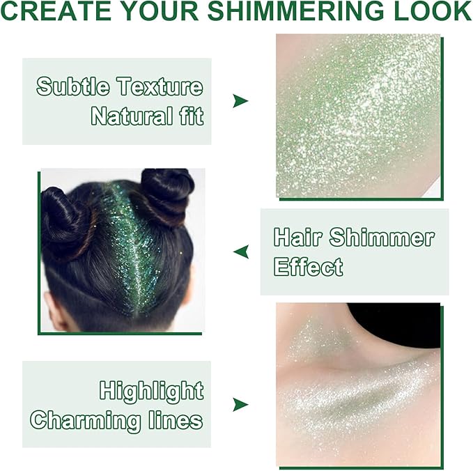 Hair and Body Glitter Spray, 1PC St Patricks Day Accessories Hair Glitter Extra Fine Face Shimmer Powder for Clothes, Festival Loose Sparkle Powder for Rave Nail Art Easter Crafts (Green)