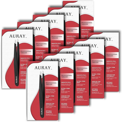 Eyebrow Tweezers Women Facial Hair, Stainless Steel Facial Hair Removal Precision Tweezer for Men & Women in Black, Slanted Tip Eyebrow Plucker for Easy Plucking, Professional Tweezers by AURAY (10)