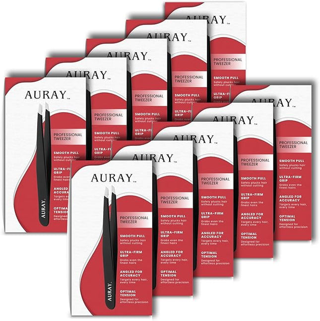 Eyebrow Tweezers Women Facial Hair, Stainless Steel Facial Hair Removal Precision Tweezer for Men & Women in Black, Slanted Tip Eyebrow Plucker for Easy Plucking, Professional Tweezers by AURAY (10)