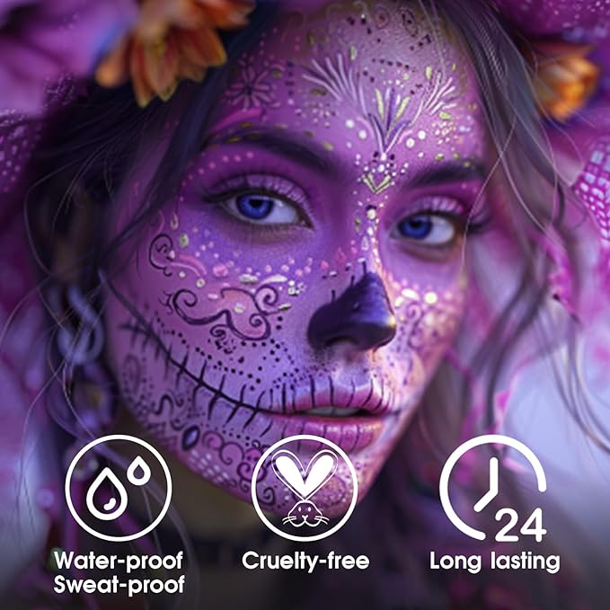 BAD COLOR Light Purple Face Paint Stick, Cream Lavender Periwinkle Eye Black, Sweatproof Waterproof for Sports Violet Lilac Halloween SFX Ursula Cosplay Costume Makeup