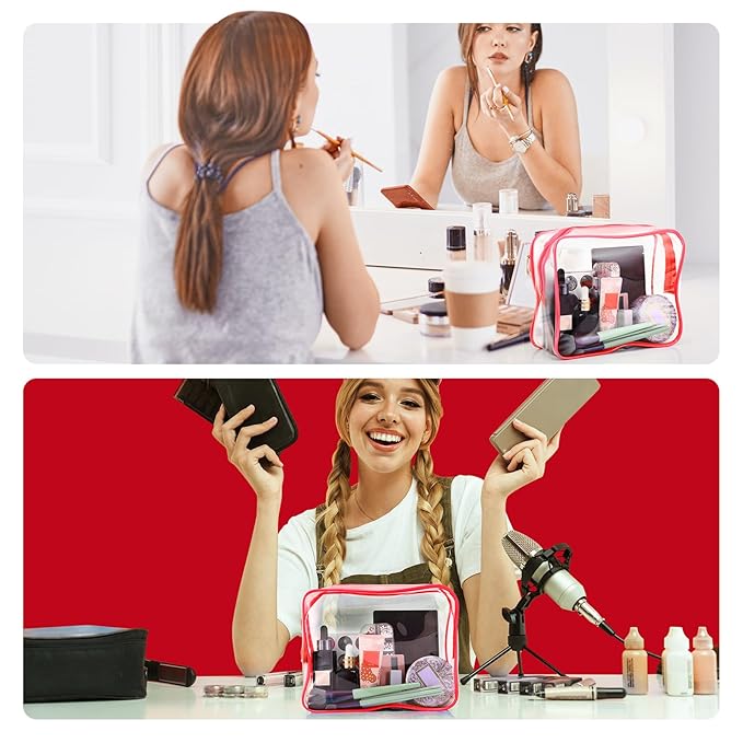 Weewooday 12 Pieces Clear Makeup Bags Cosmetic Storage Bags PVC Zipper Pouches Travel Waterproof Makeup Plastic Case for Women Organizing Toiletries Traveling Bathroom