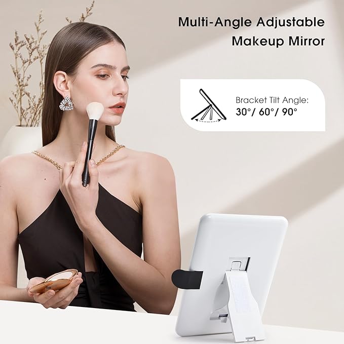 Leather Makeup Case with LED Lighted Mirror 11.4 Inch Travel Makeup Bag Adjustable Brightness in 3 Colors Cosmetic Organizer Artist Storage Bag with Dividers Brush Holder Bag Vanity Champagne Gold