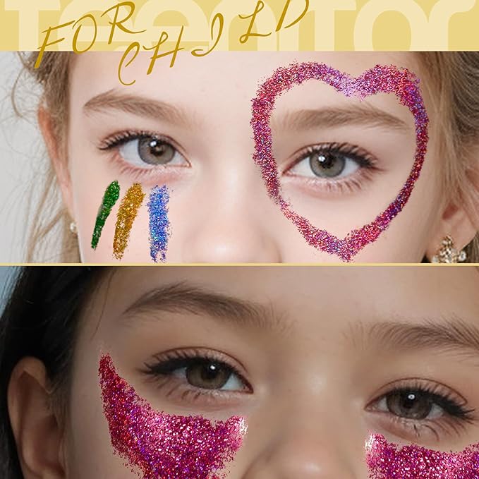 Teenitor Face Glitter Body Glitter Makeup Festival Glitter Gel, 12 Colors Face and Body Glitter Gel, Hair Glitter, Glitter for Face and Hair