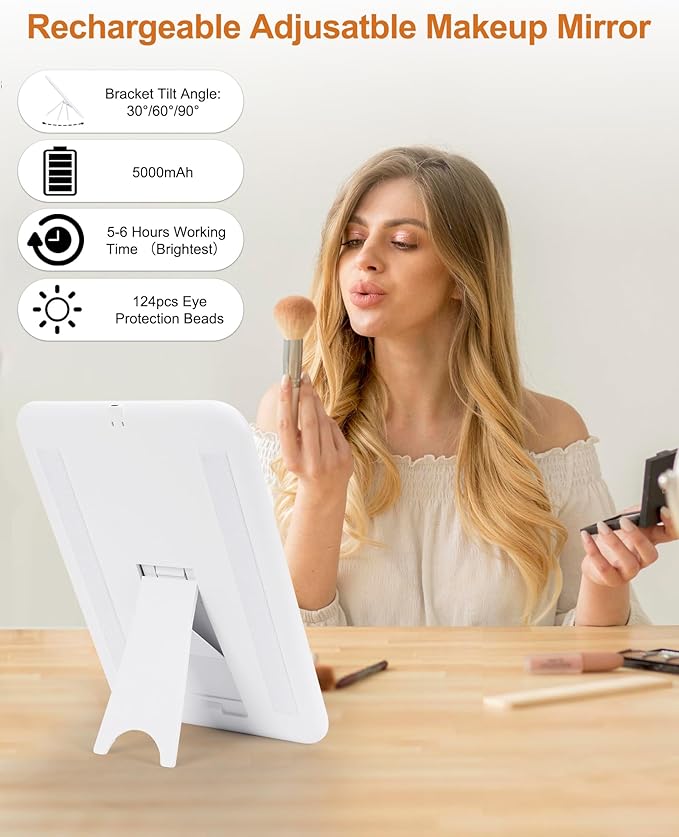 Relavel Extra Large Makeup Bag with LED Mirror, Cosmetic Train Case for Makeup Artists with 4 Removable Pouches and Adjustable Dividers, Hair Supplies Organizer, Travel Portable Mirror with Lights