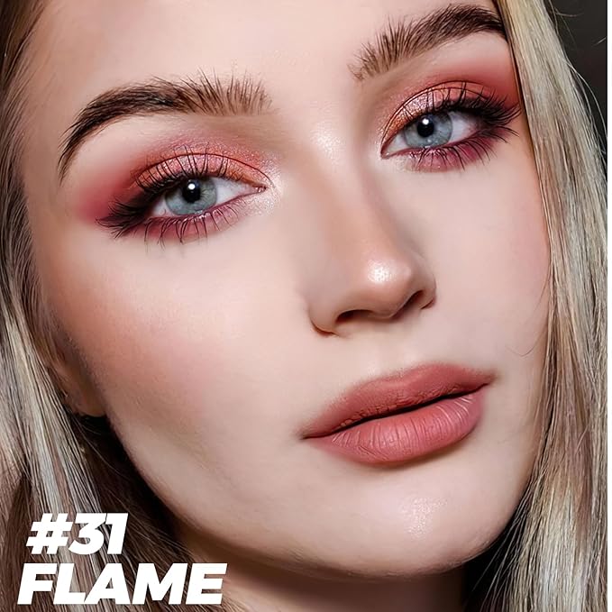 FOCALLURE Shimmer and Matte Cream Eyeshadow Stick,Smooth Brilliant Eye Brightener Pencil for Women,Long Lasting Waterproof Eye Shadow and Liners Makeup,FLAME