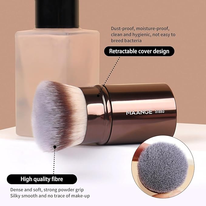 MAANGE 8 Pcs Makeup Brushes with Bag, Double-End Multi-functional Makeup Brushes for Blending Liquid Powder Concealer Cream Blush (Coffee Brown)