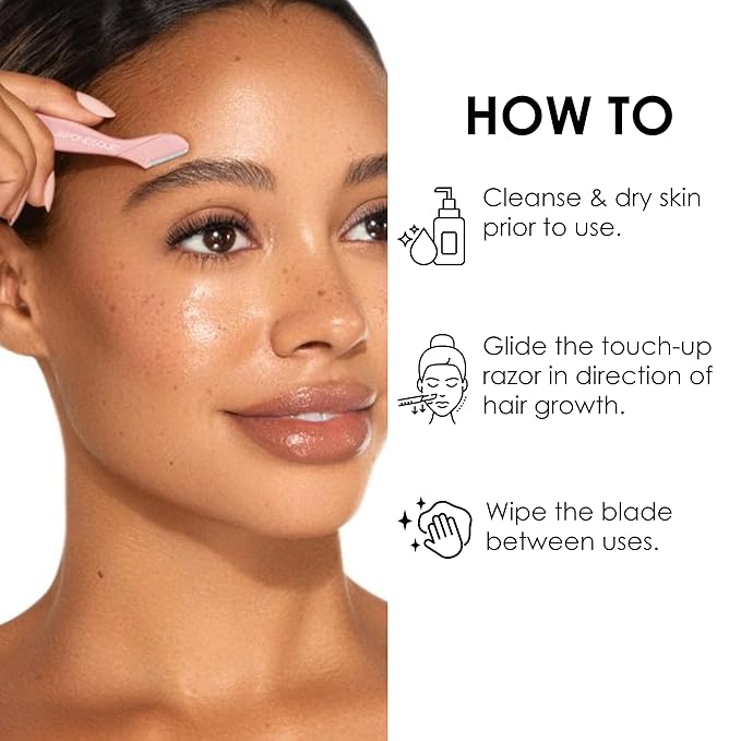 JAPONESQUE Mini Touch Up Razors - Travel Size Dermaplaning Tool Set - 3 Piece Mini Travel Razor Kit, One Blade Fixed Dermaplane Razor For Women