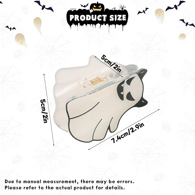 2Pcs Halloween Ghost Hair Claw Clips Glow in the Dark Hair Clips Halloween Hair Decoration Non-Slip Hair Claw luminous Claw Clip Cute Funny Ghost Hair Accessories for Women's Thin or Thick Hairs