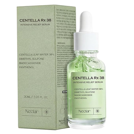 Centella Asiatica Serum Korean - Redness Corrector for Face - 38% Cica Leaf Water and Madecassoside - Ph Balanced - Barrier Support - Lightweight Calming - Rosacea Skincare Serum - Centella Ampoule