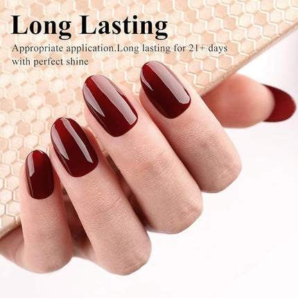 Imtiti Dark Red Gel Nail Polish, 1 Pcs 15ml Maroon Red Color Autumn Winter Gel Polish UV LED Soak Off Nail Art Manicure Salon DIY at Home Gift for Women Girl