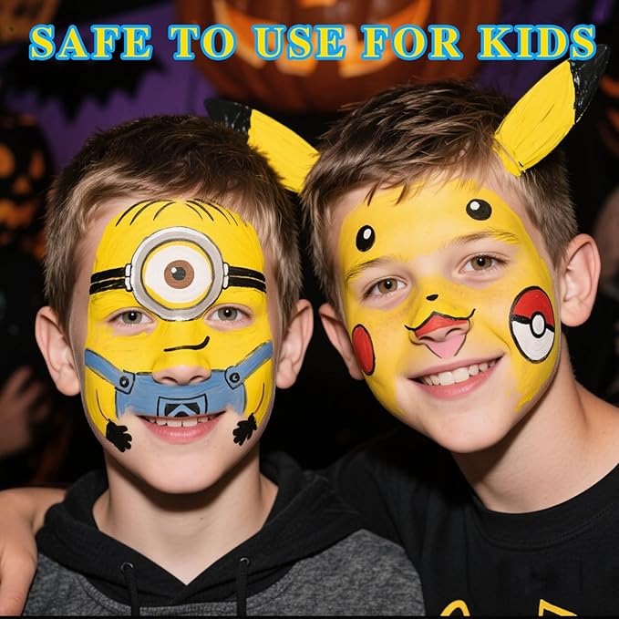 Yellow Face Paint Stick,Water-Based Yellow Body Paint Stick,Washable Full-Coverage Halloween Face Painting for Monster Lion Tiger Costume,Professional SFX Makeup for Cosplay,1.06 OZ