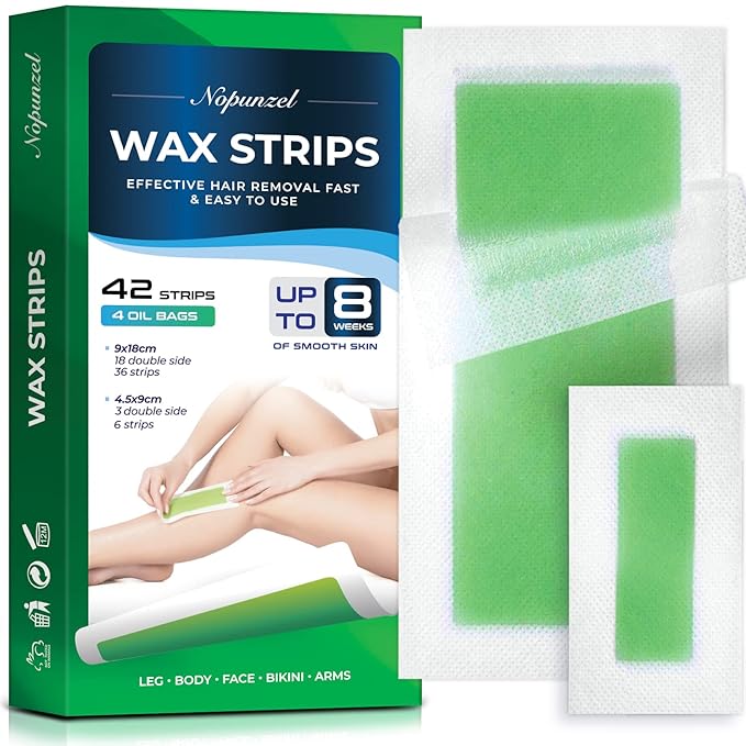 Wax Strips: 42 Waxing Strips - Hair Removal for Body Arms Legs Chest Back - Brazilian Waxing - Waxing Kit for Women Men - Body - 2 Sizes