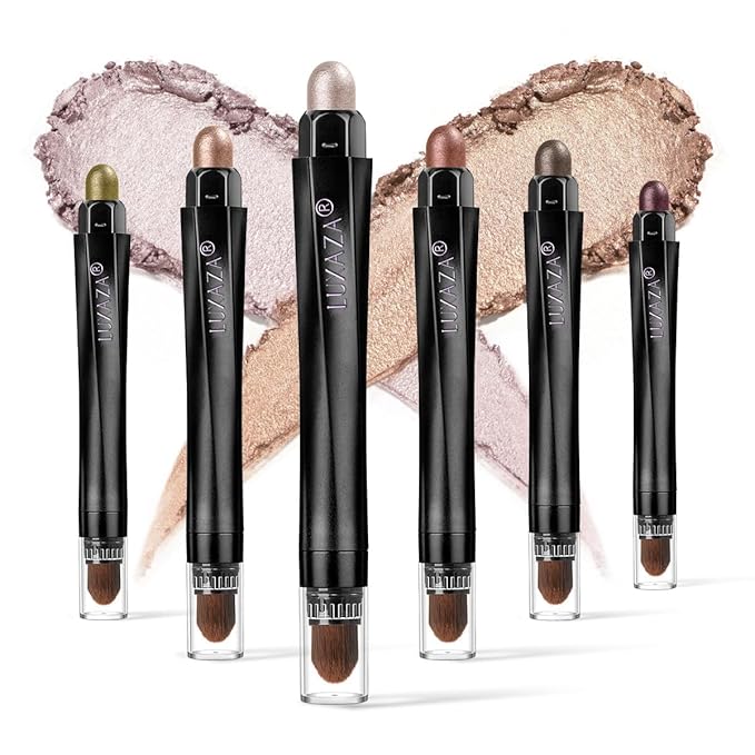 6PCS Champagne Pink Eyeshadow Stick Makeup Sets, Long Lasting Cream Shadow,Metallic And Matte Shimmer Eye Shadow Eye Brightener Stick Pencil Crayon, B04-Champagne Pink