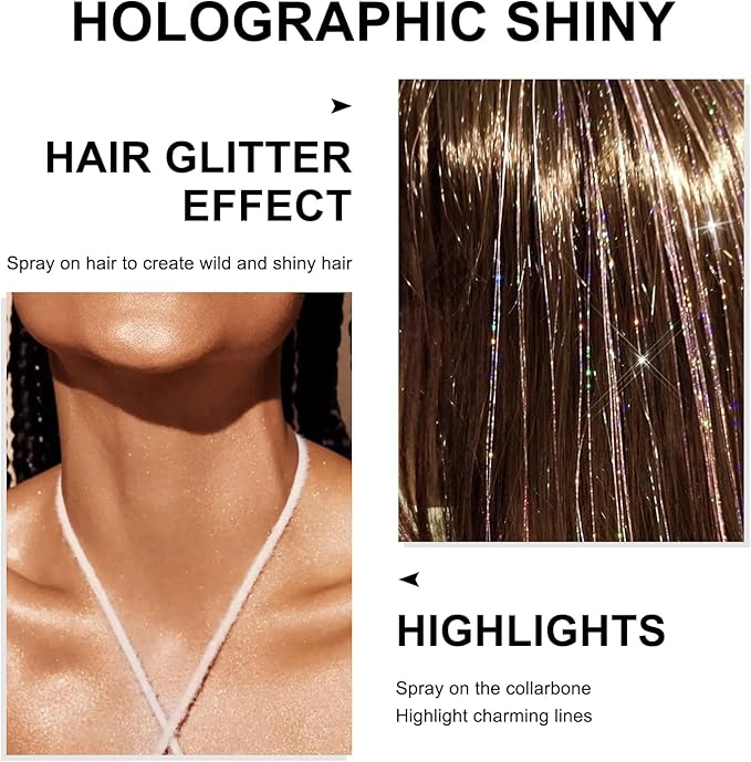 Hair and Body Glitter Spray, 1PC Gold Glitter Hairspray Dry Powder Makeup for Clothes, Festival Rave Prom Loose Sparkle Powder,Holographic Ultra Fine Resin Glitters for Crafts (Gold)