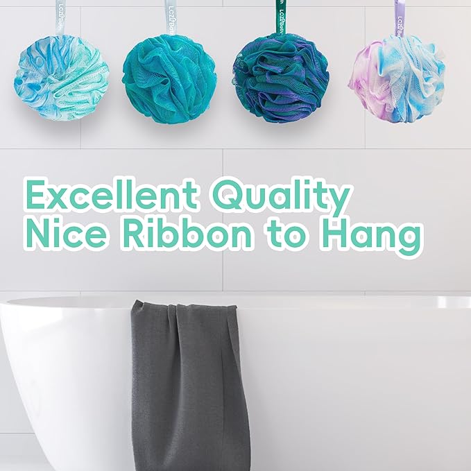 Loofah 4 Pack 75g Extra Large Loofa Set Soft Bath Sponge Thick Body Wash Puffs for Shower