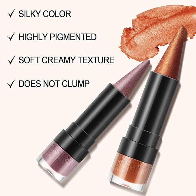 Boobeen Color Eyeliner Pencil, Metallic Glitter Eyeliner Gel, 4 in 1 Eye Makeup Stick-Eye Lip Liner, Eyeshadow, Waterproof, For Bold Glamour Makeup