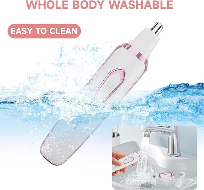 Electric Razors Shaver for Women Painless 4 in1 Women Shaver Cordless Rechargeable Facial Eyebrow Razors & Nose Hair Trimmer Lips Body Bikini Trimmer for Womens Grooming Kit 3028 White