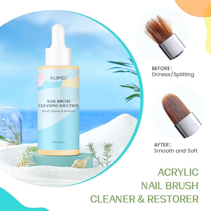 AIJIMEI Nail Art Brush Cleaner Gel Restorer Fragrans, 2Fl.oz Nail Brush Cleaner Gel Solution Brush Cleaning Essence Quick Dissolution for Any Nail Tools (60ml-Fragrans)