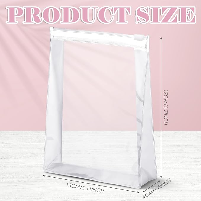 Xuniea 100 Pcs Mini Clear Makeup Bag PVC Small Travel Toiletry Organizer Pouches Bulk Waterproof Transparent Plastic Cosmetic Bag with Zipper for Women Men Travel(5.1'')