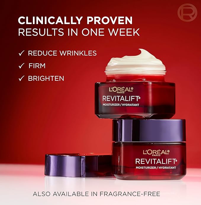 L'Oreal Paris Revitalift Triple Power Anti-Aging Face Moisturizer Travel Size, Pro Retinol, Hyaluronic Acid & Vitamin C, Reduce Wrinkles, Trial 0.5 Oz