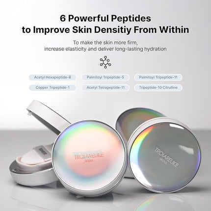 TROIAREUKE Seoul "Bridal" Cushion Foundation(#21, Pink Beige), Korean Cushion Foundation, K-Beauty, Hydrating, Long-lasting, Lightweight, Natural Finish, Anti-Aging, Moisture, Whitening, SPF 50+